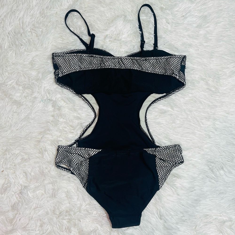 EUC Tripp Black One Piece Plunge Swimsuit Monokini - Picture 14 of 16
